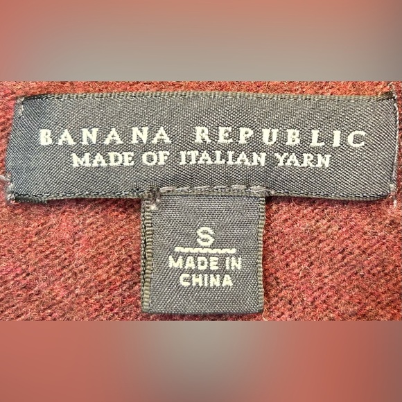 Banana Republic Wool & Cashmere Maroon Ribbed Open Cardigan with Shawl Collar, S - Picture 9 of 12